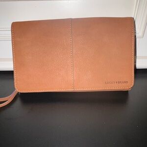 Lucky Brand Camel Leather Wristlet